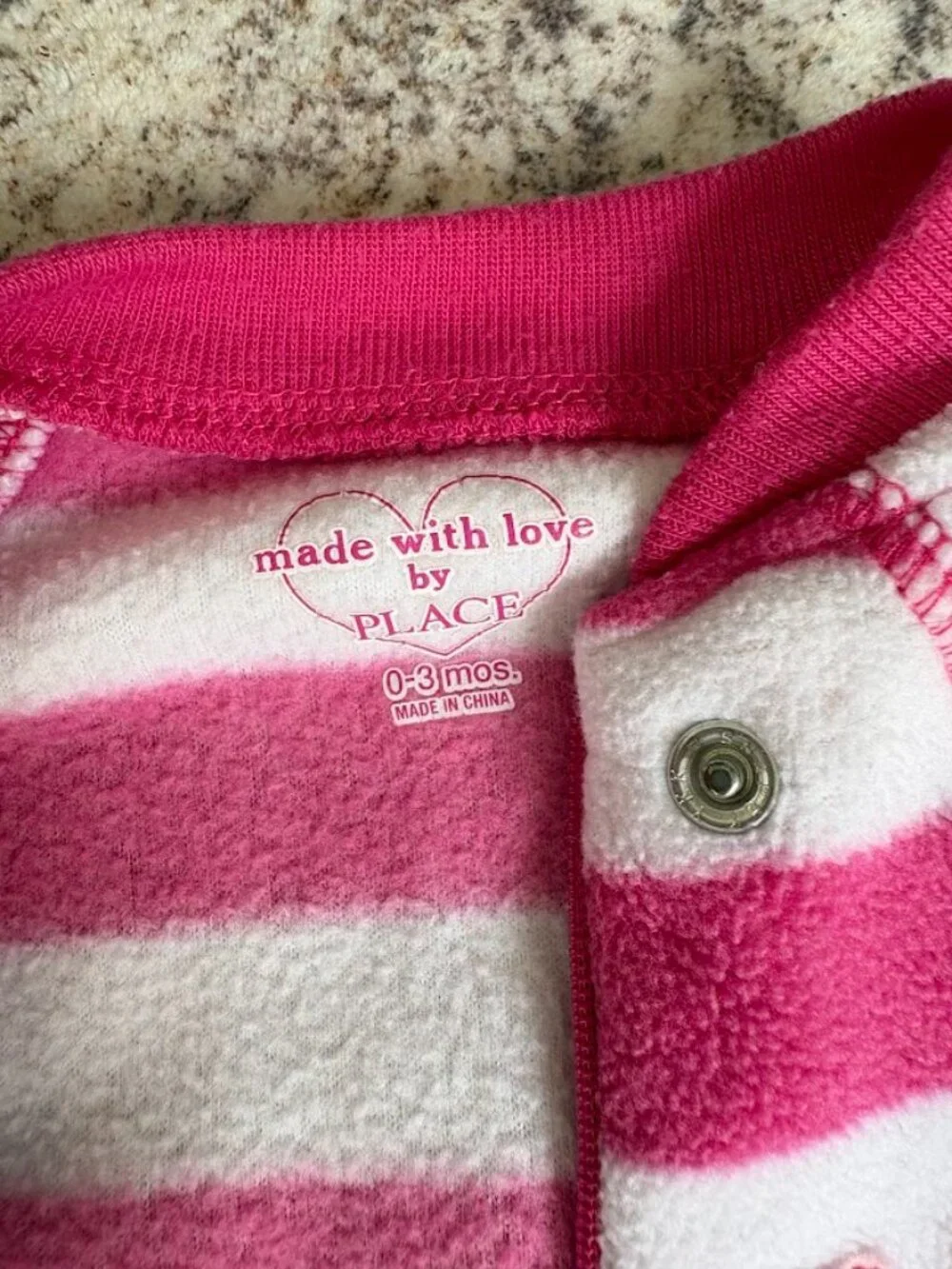 Children's Place Fleece Zip Pajamas Size 0-3 months